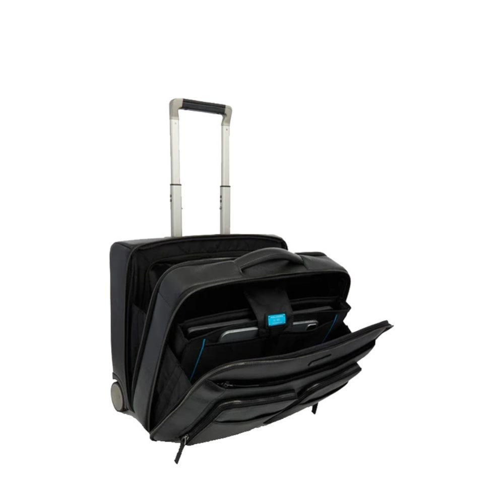 PIQUADRO Modus Trolley Cabin 2 Ruote In Pelle Con Doppio Scomparto Per PC 15.6 - 3