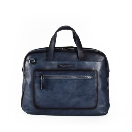 Cartella in Pelle da Lavoro 2 Manici | The Bridge Pelle Freestyle | 0647073V-Blu/Canna Di Fucile