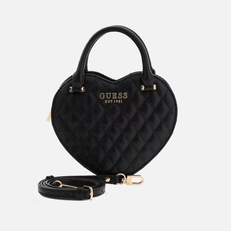 Borsa donna a mano con tracolla Guess Atabey Heart Black