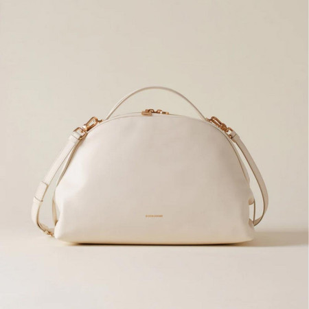 Borsa donna bauletto medio mezzaluna sexy Borbonese Cotton White