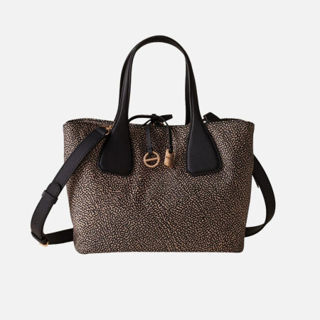 Borsa donna bauletto medio Borbonese Op Naturale/Nero