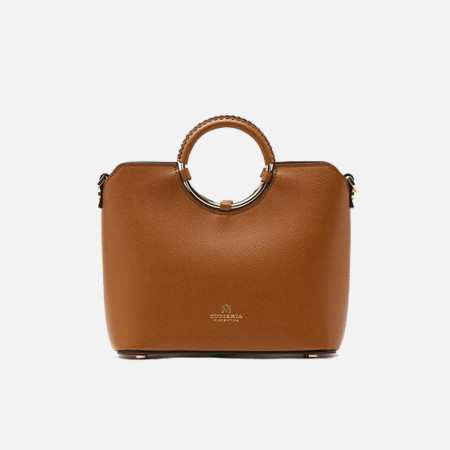 Borsa donna in pelle di vitello palmellato due manici con Oblò Cuoieria Fiorentina Lion