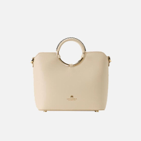 Borsa donna in pelle di vitello palmellato due manici con Oblò Cuoieria Fiorentina Prosecco