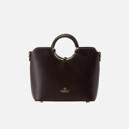 Borsa donna in pelle di vitello palmellato due manici con Oblò Cuoieria Fiorentina Testa Moro