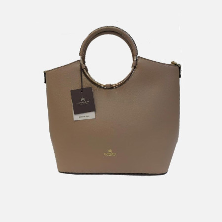 Borsa donna due manici in vitello palmellato con Oblò Cuoieria Fiorentina Desert