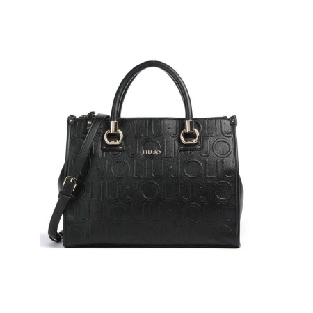 Borsa donna due manici quadrata con tracolla logata Liu Jo Manh Nero