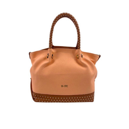 Borsa donna due manici media M-Brc C165-Albicocca Cognac Valigeria-it