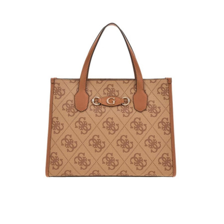 Borsa donna due manici quadrata Izzy Guess HWOS8654220-Latte Logo Valigeria-it
