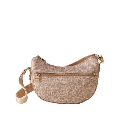 Borsa donna sacca con zip anteriore mini Borbonese 934137I15C75-Sabbia Valigeria-it