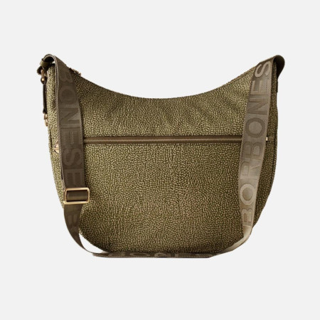 Borsa donna sacca media con tasca zip davanti Borbonese Olive