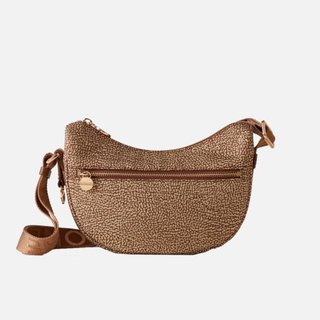 Borsa donna sacca con zip anteriore mini Borbonese Beige/Marrone