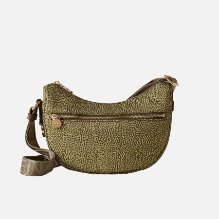 Borsa donna sacca con zip anteriore mini Borbonese Olive