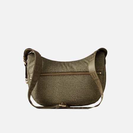 Borsa donna sacca piccola con tasca zip davanti Borbonese Olive