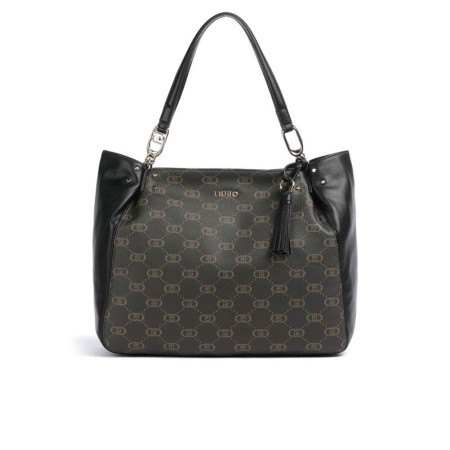 Borsa donna shopping grande logato Liu Jo Circo Nero