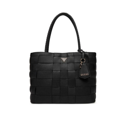 Borsa donna shopping con zip sopra Guess Maylee Black