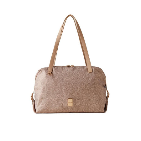 Borsa donna shopping media Borbonese 91010043AH1C75 Sabbia Valigeria-it 