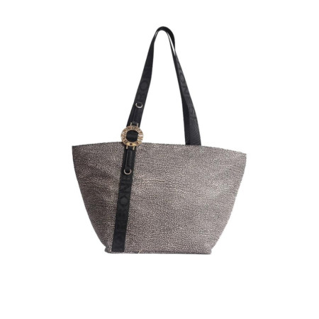 Borsa Donna Shopping Media Borbonese Op NaturaleNero  Valigeria.it