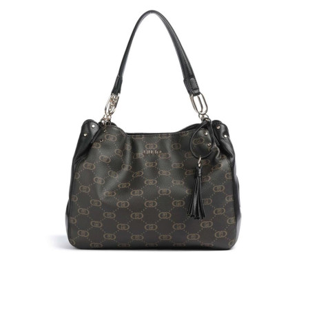 Borsa donna shopping media logato e tinta unita Liu Jo Circo Nero