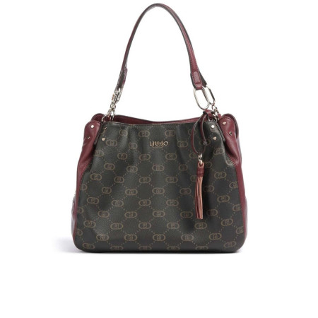 Borsa donna shopping media logato e tinta unita Liu Jo Circo Red Wine