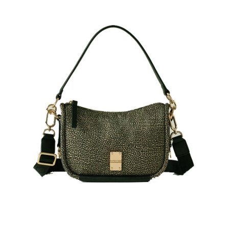 Borsa donna sottospalla media con doppia tracolla Borbonese Alloro