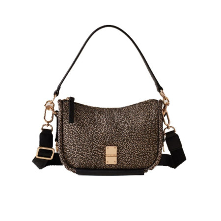 Borsa donna sottospalla media con doppia tracolla Borbonese Op Classico/Nero
