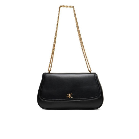 Borsa donna tracolla con patta con catena Calvin Klein Black