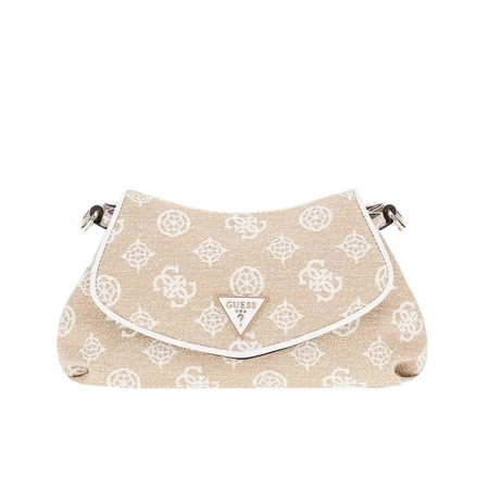 Borsa donna tracolla con patta Beyza Guess HWJG9627190-White Logo Valigeria-it