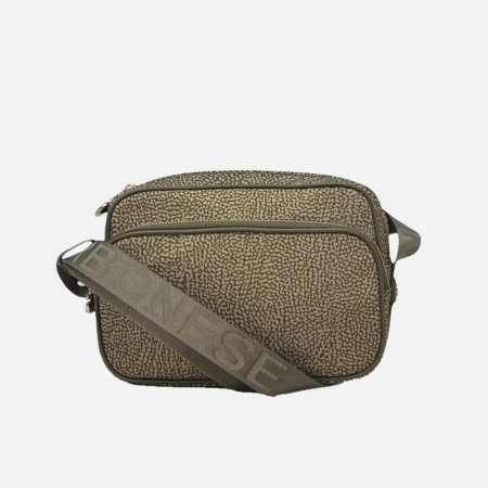 Borsa donna tracolla con zip sopra Borbonese Olive