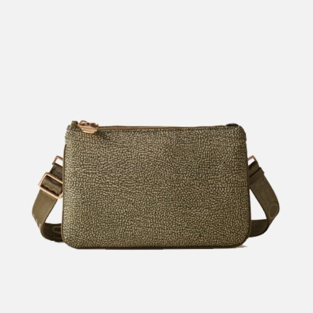 Borsa donna tracolla con zip sopra Borbonese Olive