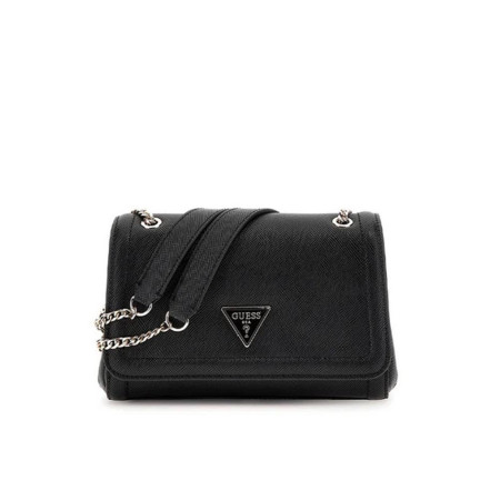 Borsa donna tracolla con patta e con catenella Guess Noelle II Black