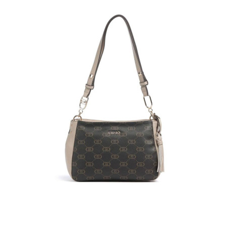 Borsa donna tracolla con zip sopra logato + tinta unita Liu Jo Circo Neutro