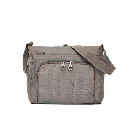 Borsa donna tracolla con zip sopra Mandarina Duck MD 20 Taupe