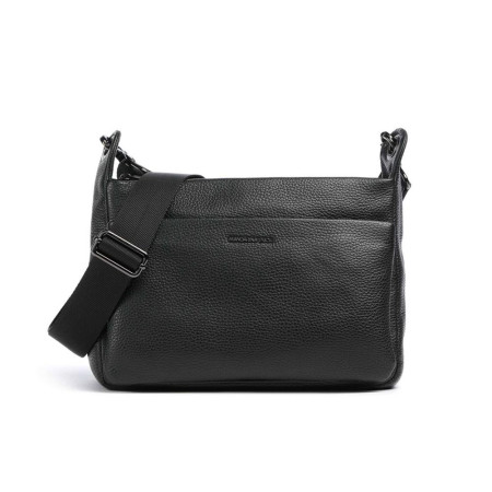 Borsa donna tracolla con zip sopra Mandarina Duck Mellow Leather Black
