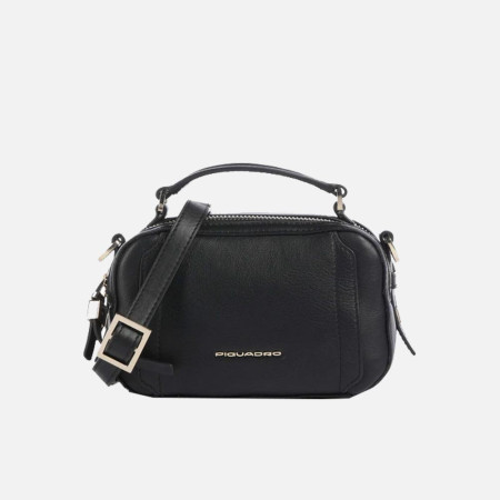 Borsa donna tracolla con doppia zip Piccola Piquadro Circle Nero