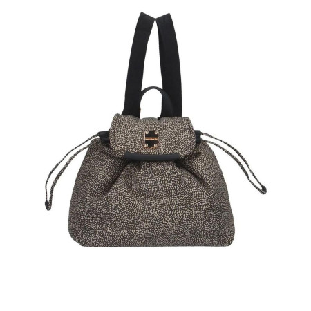 Borsa donna zainetto chiusura con patta con doppia tracolla Borbonese Op Classico/Nero