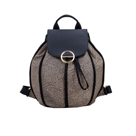 Borsa donna zainetto chiusura con patta Borbonese Op Classico/Nero