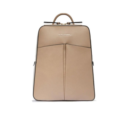 Borsa donna zainetto quadrato porta computer 14 Piquadro Corner 2.0 Beige