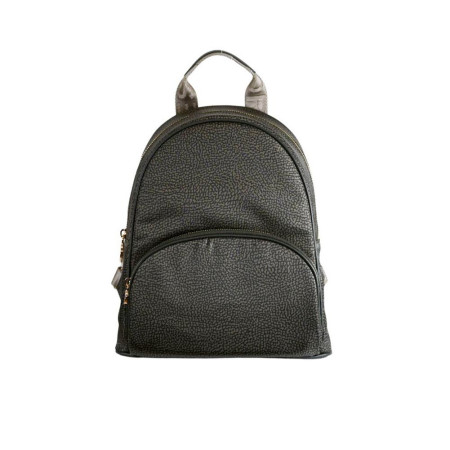 Borsa donna zainetto chiusura zip stondato con tasca anteriore Borbonese Alloro