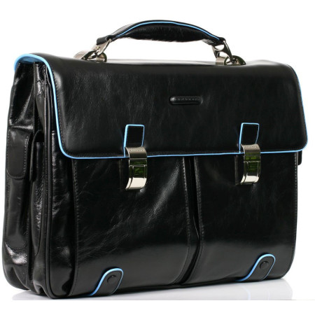 Cartella 2 Soffietti I 2 tasche frontali Piquadro Blue Square | CA1068B2-Nero