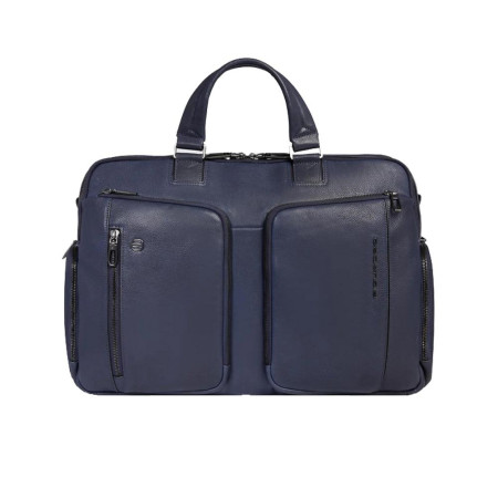 Cartella in Pelle Porta Computer 15.6 Cronus Piqudro CA6026S134-Blu Valigeria-it
