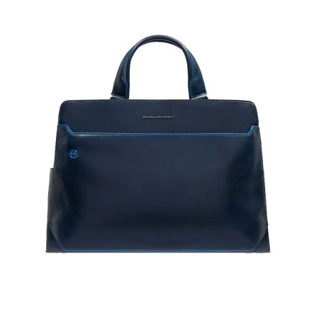 Cartella in Pelle Porta Computer Blue Square Blu2  Valigeria.it