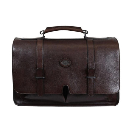 Cartella in pelle un manico con patta The Bridge Castagna