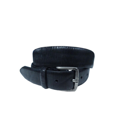 Cintura Uomo in Pelle Cinture Deluxe Cuoio Intagliato Lunghezza puntovita 100109-Nero