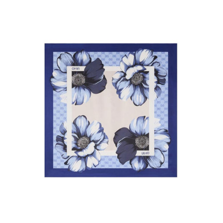 Foulard classico a fiori 90x90 Liu Jo 2A5027T030093953-Sodalite blue Valigeria-it