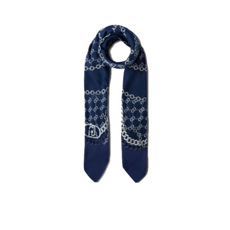 Foulard maxi quadrato logo metalflow Liu Jo Blu Lapis