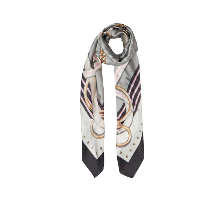 Foulard maxi striped tape 120x120 Liu Jo 2A5041T030022222-Nero Valigeria-it