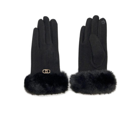 Guanti donna tessuto con polso in eco pelliccia Liu Jo Nero
