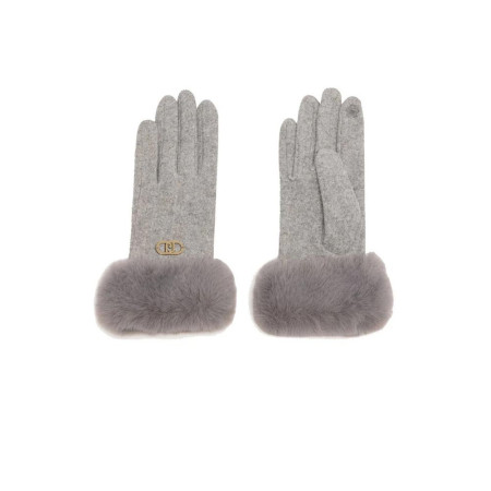 Guanti donna tessuto con polso in eco pelliccia Liu Jo Grigio Ghiaccio