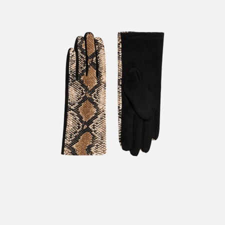 Guanti donna tessuto pitonato Pia Rossini Beige Snake Print