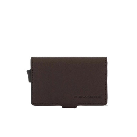 Porta Carte Credito Black Square Piquadro Testa Moro  Valigeria.it